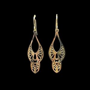Elegant Gold Filigree Wired Earrings